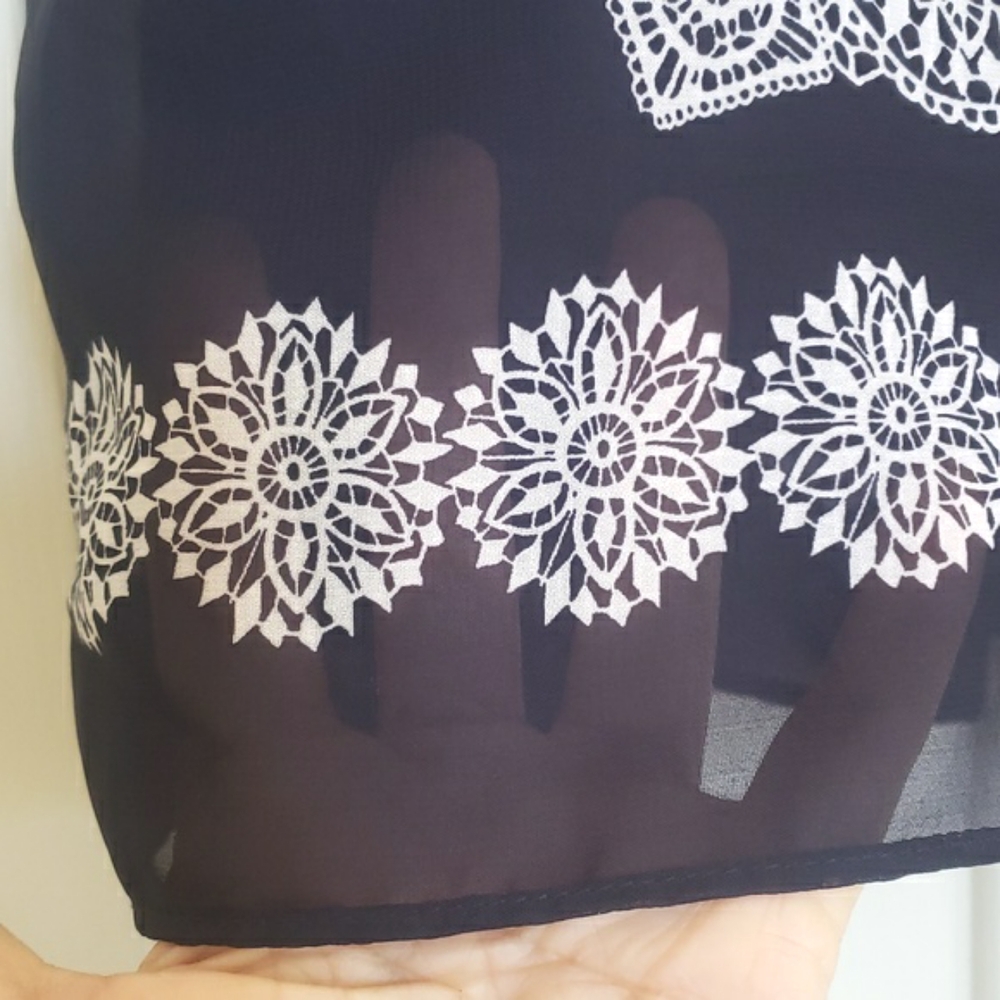 Vintage Navy Blue Mandala Print Flowy Pleated Skirt M/L - Picture 9 of 12
